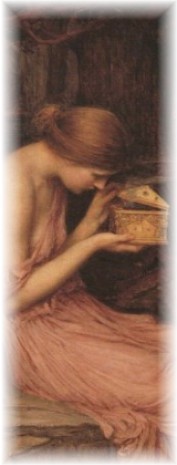 Psyche Opening the Golden Box (detail, mirrored), J.W. Watherhouse